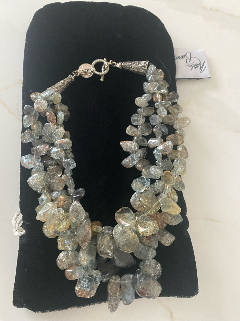 Natalie Baroni - Multi-Strand Natural Tumbled Stone Necklace in Mixed Earth Tone